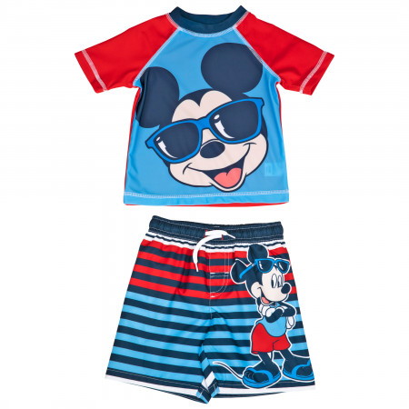 Disney Mickey Mouse Character Toddler Swimshorts & Rashguard Set